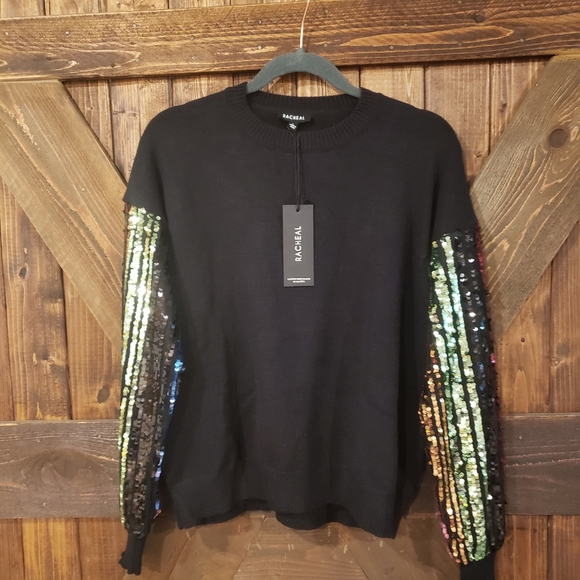 sequin sleeve sweater